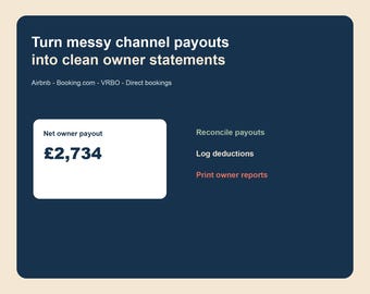 STR Owner Statement Spreadsheet for Airbnb Property Managers | Channel Payout Reconciler, Co-Host Owner Report Template