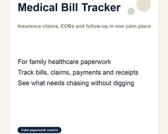 Family Medical Bill Tracker Spreadsheet | Insurance Claim and EOB Control Dashboard for Healthcare Paperwork