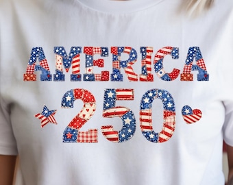 4 de julio, Estados Unidos, 250 años, PNG, Bandera patriótica de EE. UU. con efecto patchwork (descarga digital)