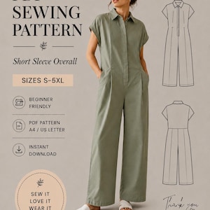Mönster för kortärmad overall: Jumpsuit med vid ben, nybörjarvänlig (PDF-nedladdning)