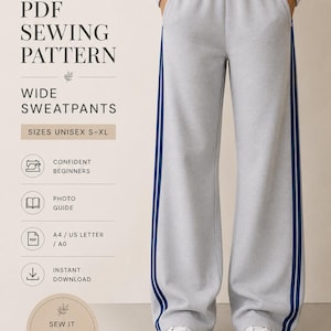 Oversize Sweatpants Schnittmuster PDF, Weite Jogginghose, Unisex Streetwear Hose, Baggy Sweatpants, Digitaler Download Jogginghose