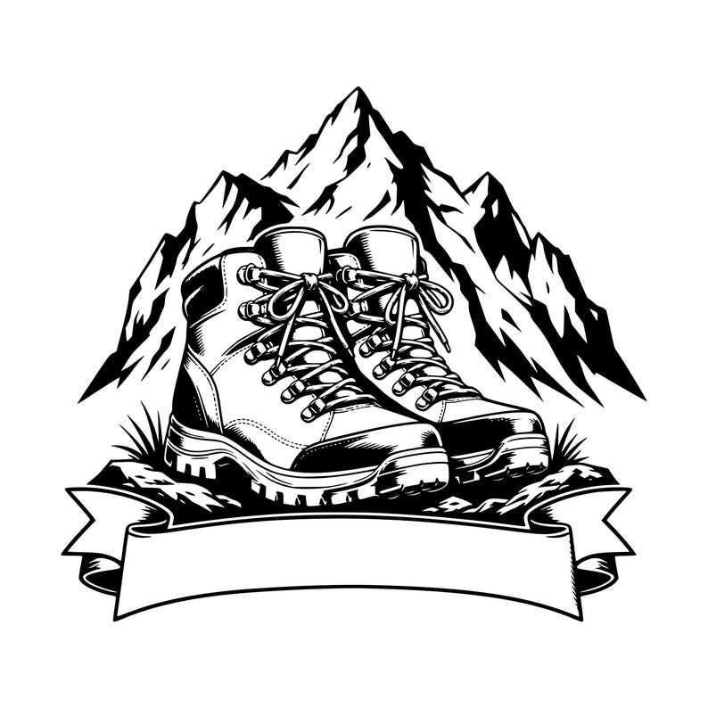 Wanderschuhe SVG PNG, Bergwander-Clipart, Geschenk für Wanderer ...