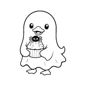 Ghost Duck Svg Png, Cupcake Ghost Clipart, Cute Halloween Duck Design, Spider Cupcake Png, Bakery Halloween Svg, Spooky Cute, Fall Season
