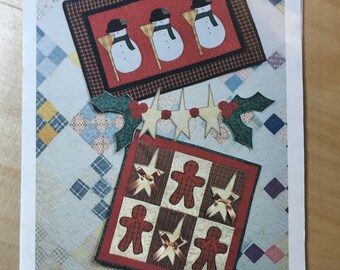 Jingle Jingle Two Applique Quilts and Garland Pattern (#46) ~ Snowman, Gingerbread & Star Quilt ~ Homestead Station ~ 1994 Vintage Pattern