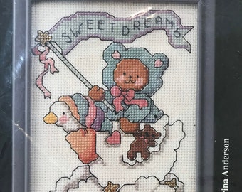 Sweet Dreams Counted Cross Stitch Kit (KCM 91007) ~ Opened and Partially Completed ~ Banar Designs ~ 1991