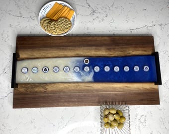 Black Walnut NHL Collectible Toronto Maple Leaf Labatt Beer Cap Charcuterie Board w/ Epoxy