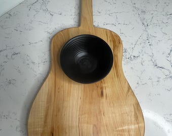 Acoustic Guitar Hard Maple Charcuterie Board w/ Dipping Bowl