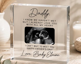 Personalized Ultrasound Acrylic Block, Expecting Baby Gift for First Time Dad, Father’s Day Keepsake from Bump