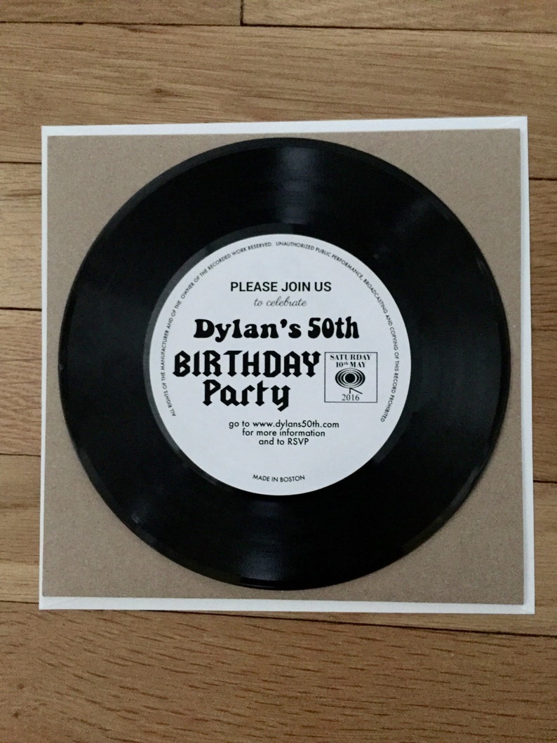 Real Vinyl Record Custom 7 Record Invitations Retro Etsy