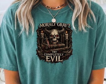 Horror Reader Shirt, Morally Gray Tee, Bookish Horror Shirt, Horror Book Lover Gift, Skull Goth Shirt, Comfort Colors Tee, Goth Gift
