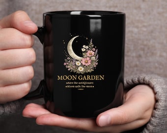 Celestial Coffee Mug, Wildflower Cup, Moon Garden, Cottagecore Tea Mug, Floral Moon,  Boho Nature Gift, Treat Yourself Gift