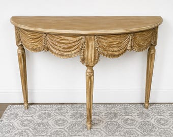 Vintage Louis XVI Style Demilune Console Table