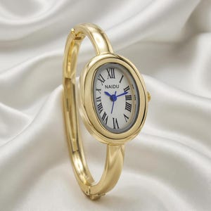 Y2K Vintage Gold Tone Round Face Bangle Cuff Bracelet Watch Vintage Bangle Watch - Etsy main image 3