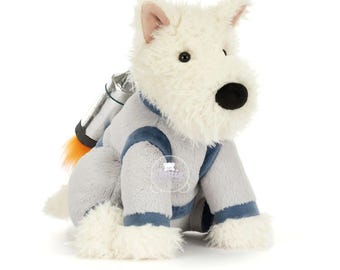 Munro Scottie Dog Plush Toy Space Outfit, Soft Stuffed Animal, Gift for Kids