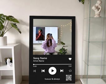 Spersonalizowany odtwarzacz muzyki z akrylowym lustrem na ścianę | Dekoracja do wyświetlania utworów muzycznych | Prezent w stylu Spotify dla miłośników muzyki