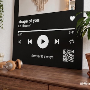 Personalized Music Player Acrylic Mirror Wall Art | Custom Song Display Decor | Spotify Style Gift for Music Lovers