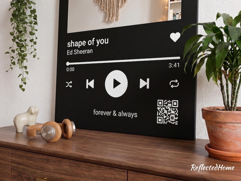 Personalized Music Player Acrylic Mirror Wall Art | Custom Song Display Decor | Spotify Style Gift for Music Lovers