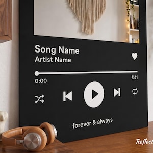 Personalized Music Player Acrylic Mirror Wall Art | Custom Song Display Decor | Spotify Style Gift for Music Lovers