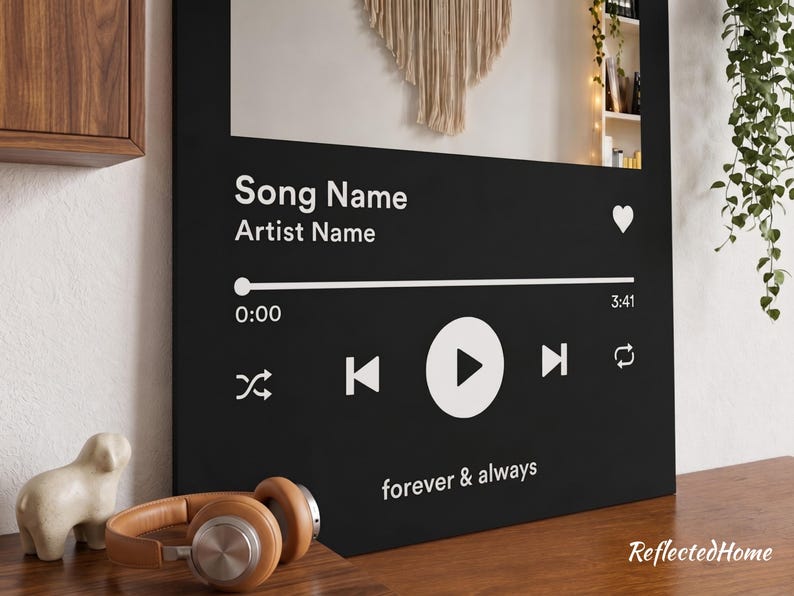 Personalized Music Player Acrylic Mirror Wall Art | Custom Song Display Decor | Spotify Style Gift for Music Lovers