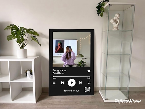 Personalized Music Player Acrylic Mirror Wall Art | Custom Song Display Decor | Spotify Style Gift for Music Lovers