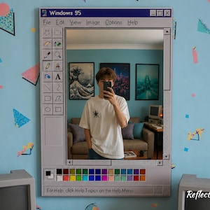 Personalized Windows 95 Paint Mirror | Retro Wall Art | Nostalgic Tech Decor | Digital Printed Plexiglass