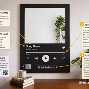 Personalized Music Player Acrylic Mirror Wall Art | Custom Song Display Decor | Spotify Style Gift for Music Lovers