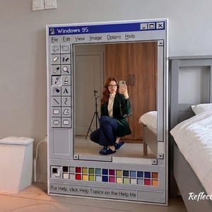 Retro Windows 95 Paint Spiegel Wandkunst | Digitaldruck auf Dekota & Plexiglas Silber