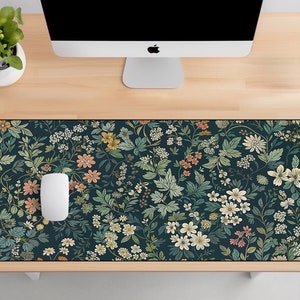Botanical Night Garden Mat. Floral Desk Mat, Cute Desk Mat, Gaming Mouse Pad, Large Mousepad, Keyboard Mouse, Mat Desk Pad for Work