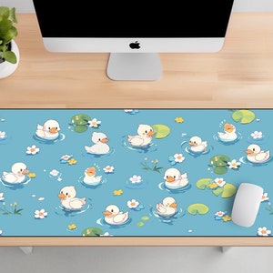 Cute Duck Desk Mat,  Anime Kawaii Desk Mat, Kawaii Duck Mousepad, Trendy Workspace, Cute Art, Trendy Pattern, Cute Desk Topper, Desk Pad
