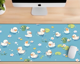 Cute Duck Desk Mat,  Anime Kawaii Desk Mat, Kawaii Duck Mousepad, Trendy Workspace, Cute Art, Trendy Pattern, Cute Desk Topper, Desk Pad