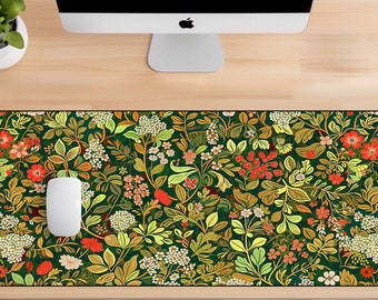 Botanical Elegance Desk Mat, Lush Botanical Illustration, Design Gaming Mouse Pad, Large Mousepad, Desk Mat for Work Game Office Home