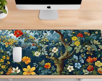 Botanical Elegance Desk Mat, Design Gaming Mouse Pad, Large Mousepad, Floral Desk Mat, Elegant Workspace, Aesthetic Desk Mat |