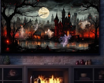 Frame TV Art Halloween Ghost, Ghost Samsung TV Art, Halloween Ghost Decor, Spooky Halloween, Spooky Art for TV, Art Digital Download
