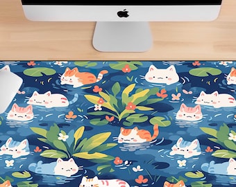 Cute Cat Desk Mat,Animal Desk Mat, Gaming Mouse Pad, Large Mousepad, Keyboard Mouse, Mat Desk Pad for Work Game Office Home XL