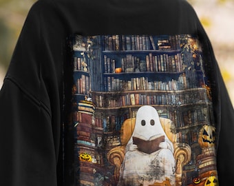 Ghost Reading Books Sweatshirt, Librarian Ghost Halloween, Halloween Teacher Sweatshirt, Halloween Shirt, Teacher Gift, Boo School