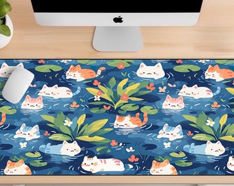 Cute Cat Desk Mat, Animal Desk Mat, Gaming Mouse Pad, Large Mousepad, Anime Desk Mat, Desk Pad for Work, Game Office Home XL, Cat Lover Gift