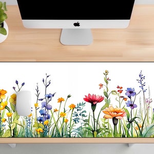 Cottagecore Desk Mat: Wildflower Botanical Desk Pad, Large and Extended Mouse Pad for Gaming, Cute Aesthetic Desk Mat Perfect Birthday Gifts