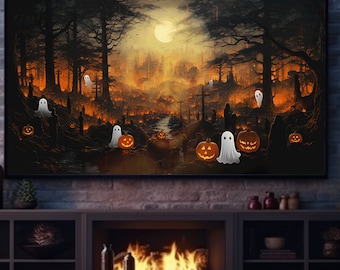 Halloween Frame TV Art, Ghost TV Art, Halloween Ghost Decor, Spooky Halloween, Spooky Art for TV, Art Digital Download