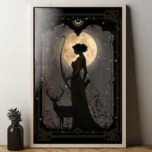 Artemis Kunstdruck, Jugendstil Print, Göttlich-weibliche Kunst, Griechische Mythologie Print, Griechische Göttin der Jagd, Wand-Dekor, Art-Deco-Print