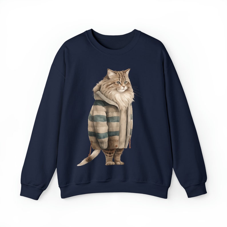 Fat Cat in Sweater, Winter Cat Sweatshirt, Cat Sweatshirt, Cat Lover Gift, Pet Lover, Funny, Cute Cat Lover Crewneck, Cute Cat Sweatshirt image 6