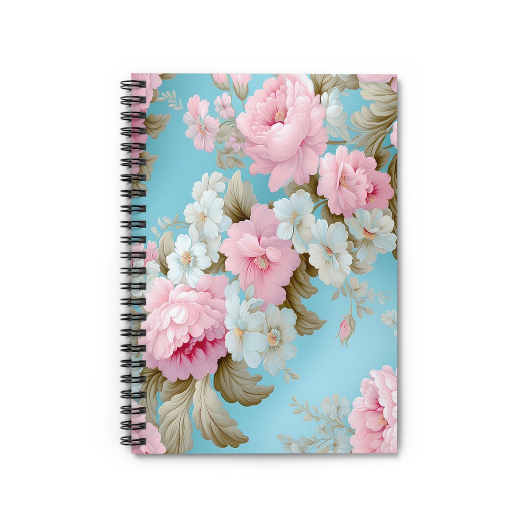 Floral Spiral Notebook, Botanical Illustration, Ruled Line Paper - Etsy