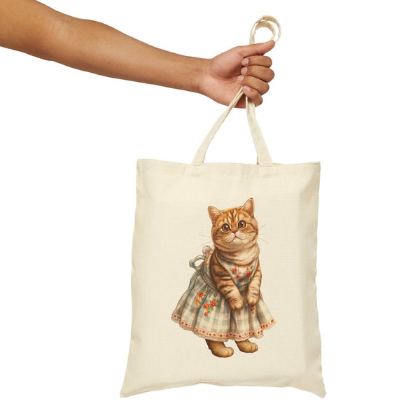 Trend-Setter Tabby Tote - 'Check Meowt' in Gingham, Garden Party Feline Carryall, Chic Kitty in Plaid Bag