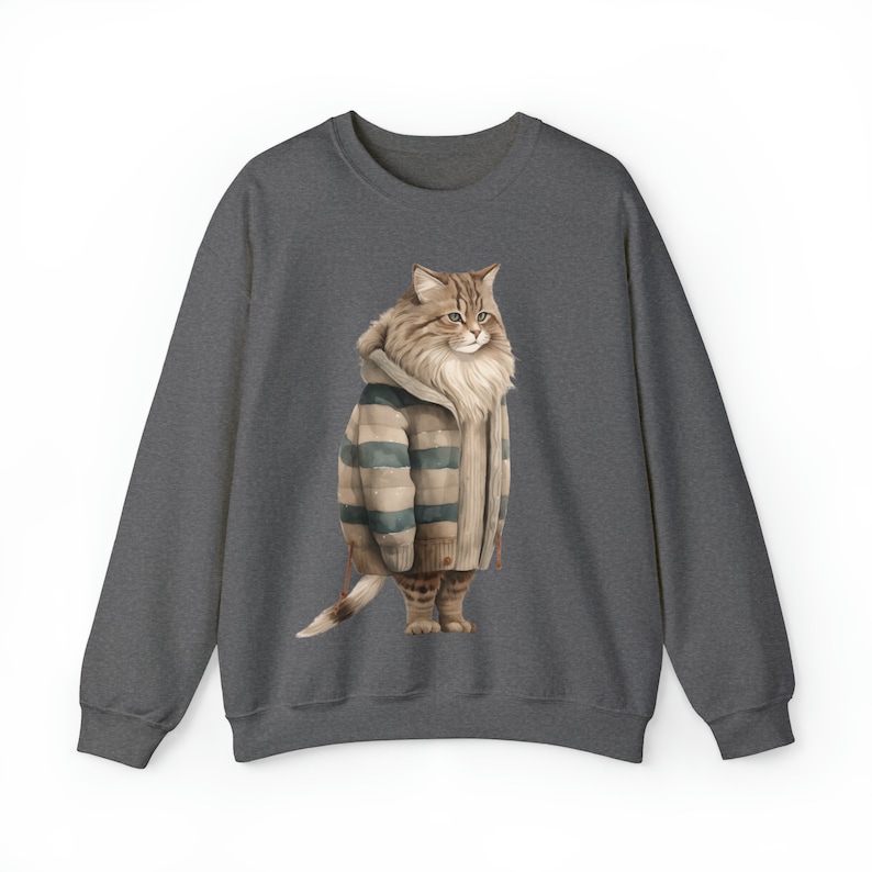 Fat Cat in Sweater, Winter Cat Sweatshirt, Cat Sweatshirt, Cat Lover Gift, Pet Lover, Funny, Cute Cat Lover Crewneck, Cute Cat Sweatshirt image 8