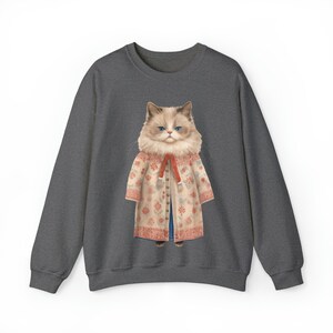 Katzen Sweatshirt, fette Katze in Pullover, Winter Katze Sweatshirt, Katzen-Liebhaber Geschenk, Haustier-Liebhaber, lustig, süßer Katzenliebhaber Rundhalsausschnitt, süßes Katzen Sweatshirt Bild 8