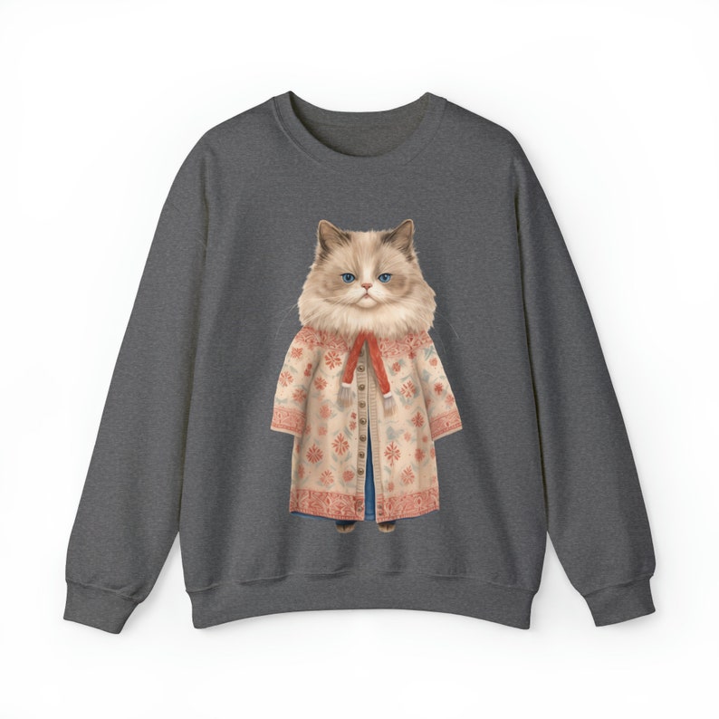 Katzen Sweatshirt, fette Katze in Pullover, Winter Katze Sweatshirt, Katzen-Liebhaber Geschenk, Haustier-Liebhaber, lustig, süßer Katzenliebhaber Rundhalsausschnitt, süßes Katzen Sweatshirt Bild 8