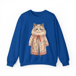 Katzen Sweatshirt, fette Katze in Pullover, Winter Katze Sweatshirt, Katzen-Liebhaber Geschenk, Haustier-Liebhaber, lustig, süßer Katzenliebhaber Rundhalsausschnitt, süßes Katzen Sweatshirt Bild 7