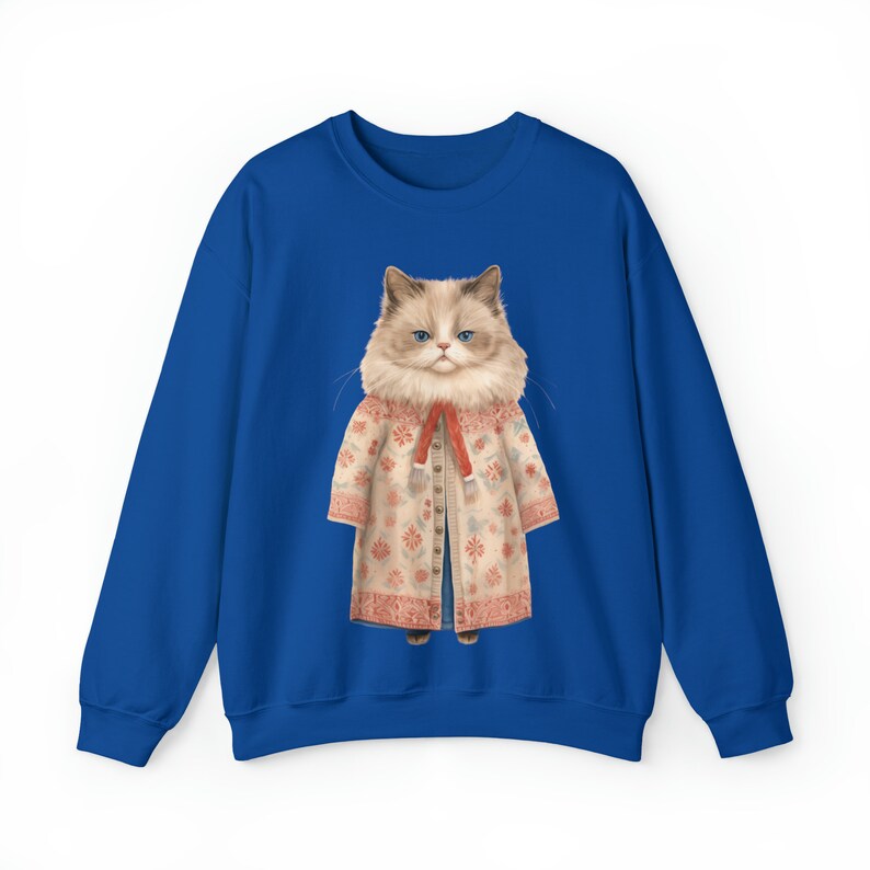 Katzen Sweatshirt, fette Katze in Pullover, Winter Katze Sweatshirt, Katzen-Liebhaber Geschenk, Haustier-Liebhaber, lustig, süßer Katzenliebhaber Rundhalsausschnitt, süßes Katzen Sweatshirt Bild 7