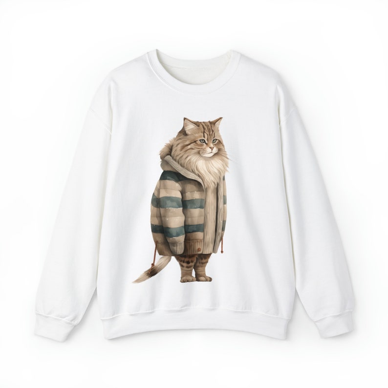 Fat Cat in Sweater, Winter Cat Sweatshirt, Cat Sweatshirt, Cat Lover Gift, Pet Lover, Funny, Cute Cat Lover Crewneck, Cute Cat Sweatshirt image 4