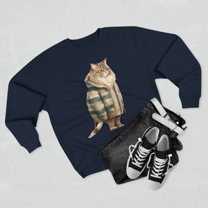 Fat Cat in Sweater, Winter Cat Sweatshirt, Cat Sweatshirt, Cat Lover Gift, Pet Lover, Funny, Cute Cat Lover Crewneck, Cute Cat Sweatshirt image 5