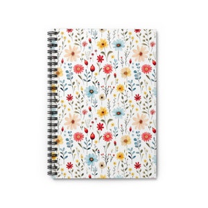 Flowers Notebook, Flower Spiral Journal,  Whimsical, Botanical Floral Notebook, Spiral Notebook, VintageNotebook, Wildflower Notebook